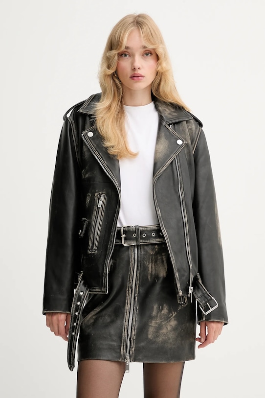 Gestuz geacă ramones de piele cu captuseala negru 10910555