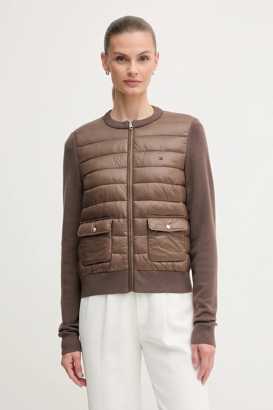 Tommy Hilfiger kurtka z domieszką wełny bez podszewki brązowy WW0WW46741