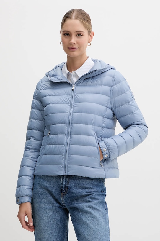 Пухова куртка Tommy Hilfiger з капюшоном блакитний WW0WW46788