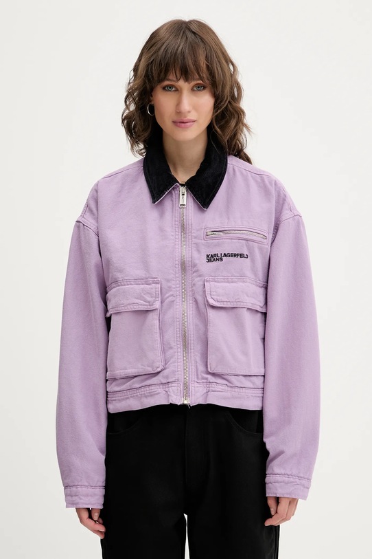 Karl Lagerfeld Jeans kurtka bawełniana bez kaptura fioletowy A3W14016