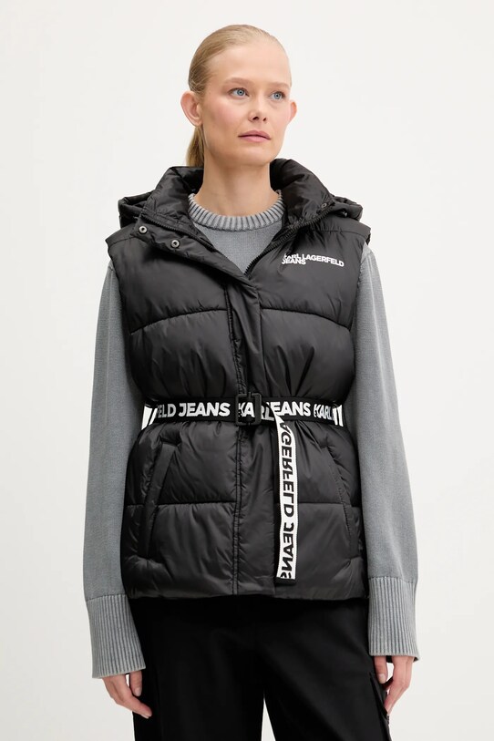 Karl Lagerfeld Jeans ujjatlan szigetelt fekete A3W15025