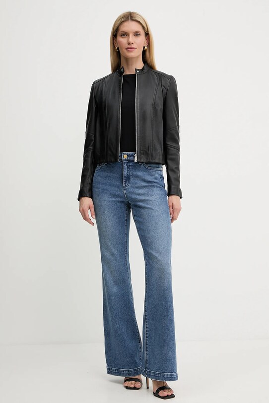 Usnjena jakna BOSS Orange 50545625 črna AW25