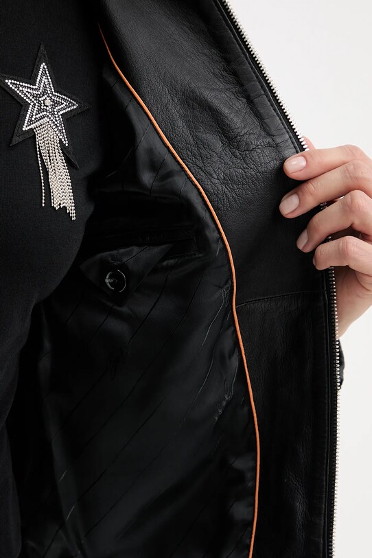 Usnjena jakna BOSS Orange 50545625