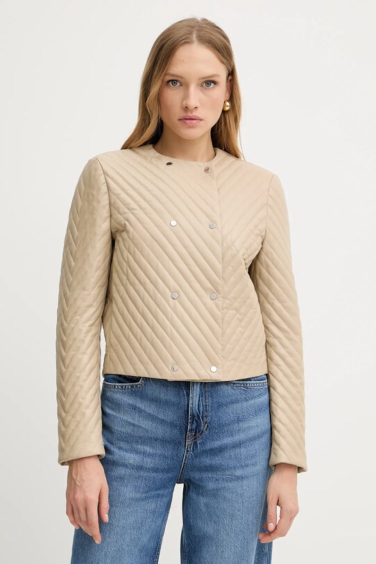 BOSS geacă de piele cu captuseala bej 50541919