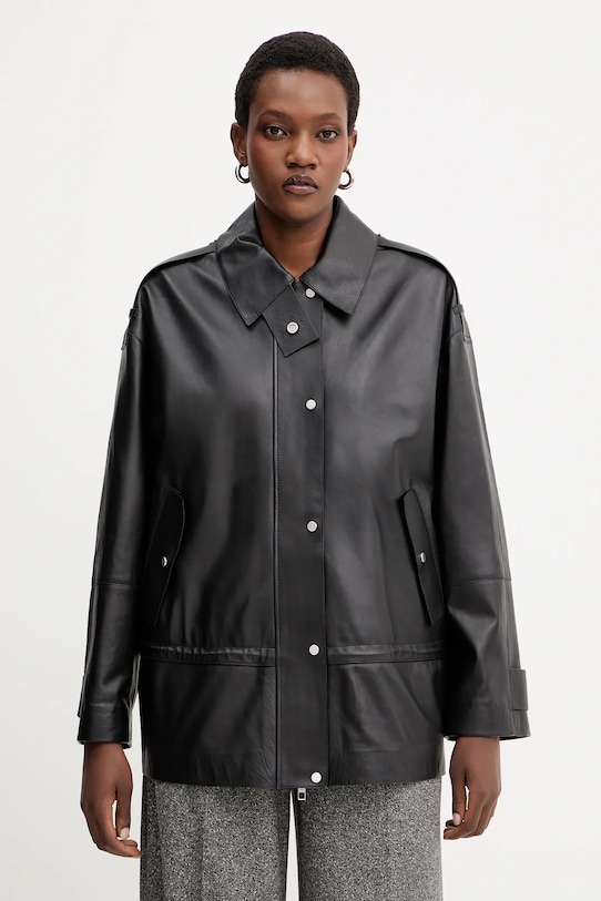 BOSS kurtka skórzana nieocieplane czarny 50544445