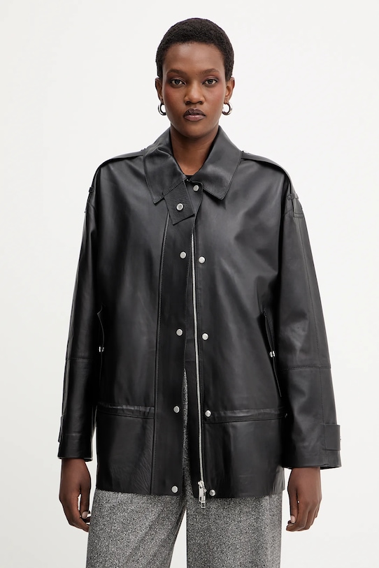 BOSS kurtka skórzana czarny 50544445