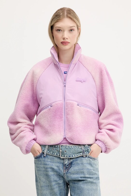 Hugo Blue hanorac fleece imprimeu violet 50541233