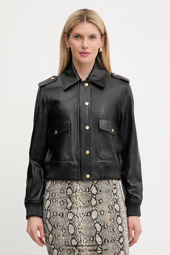 Kožená bunda MICHAEL Michael Kors nezateplené černá MT520IQFAF