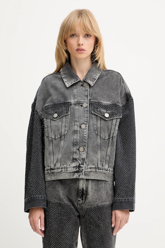 Pinko kurtka jeansowa bez kaptura szary 104644.A2W4