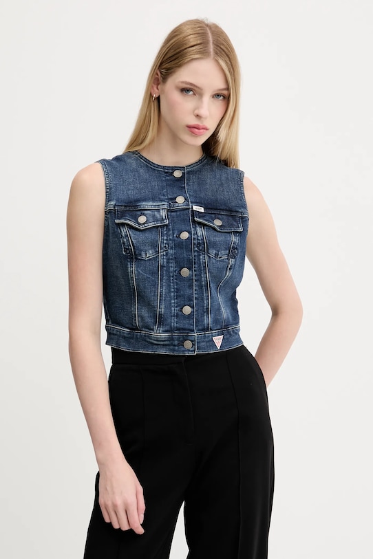Guess Originals vestă jeans necaptusit albastru W5YN71.D4H1D