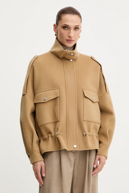 Bunda s prímesou vlny Pinko béžová 105341.A2XM