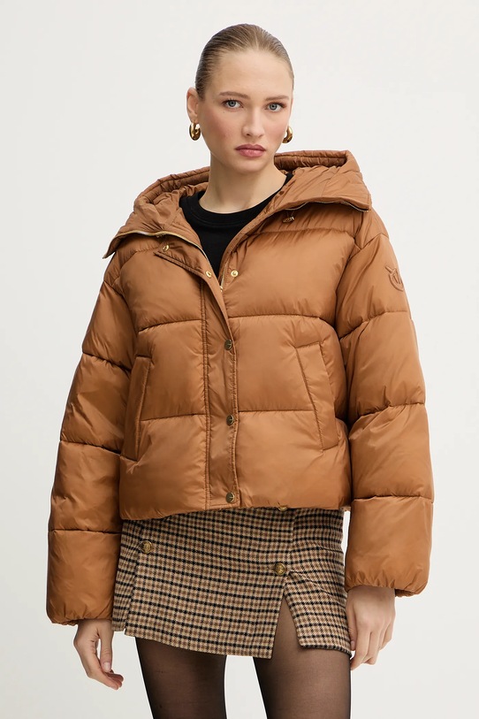 Bunda Pinko s kapucí hnědá 105656.A2TF