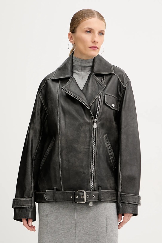 Δερμάτινo jacket Pinko oversize μαύρο 105369.A23U
