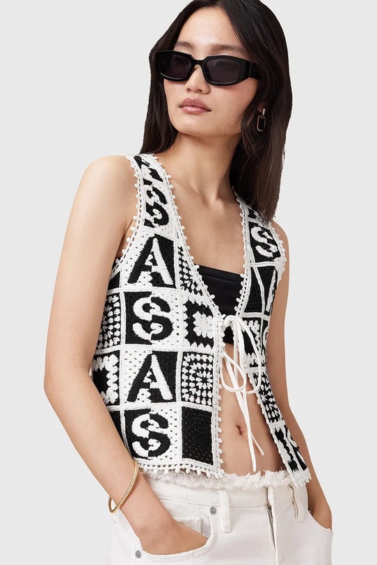 AllSaints kamizelka bawełniana FLORENCE czarny W067KC