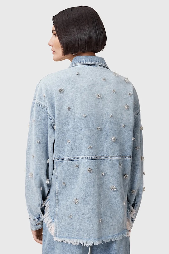 AllSaints kurtka jeansowa bawełniana HETTIE niebieski W106PC