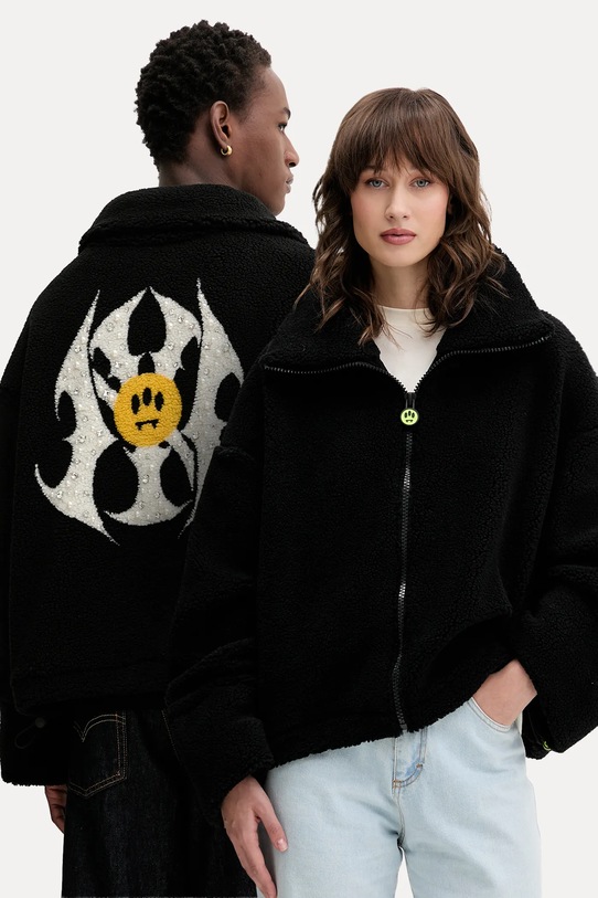 Fleecová mikina Barrow nášivka černá F5BWWOJK102