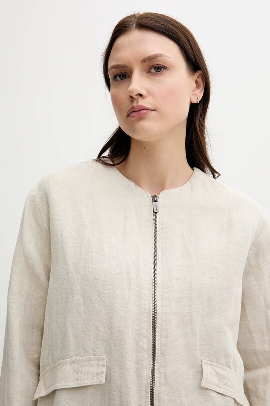 Pepe Jeans kurtka lniana beżowy PL402601