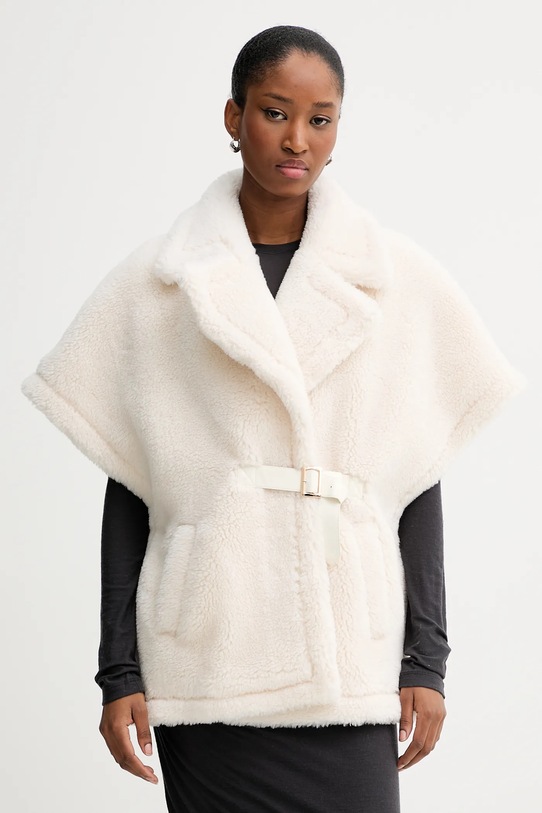 Blugirl Blumarine bezrękawnik z domieszką wełny bez kaptura beżowy PF5003.T0300