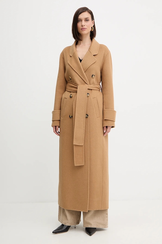 Fracomina palton de lână necaptusit bej FR25WC1001W80201