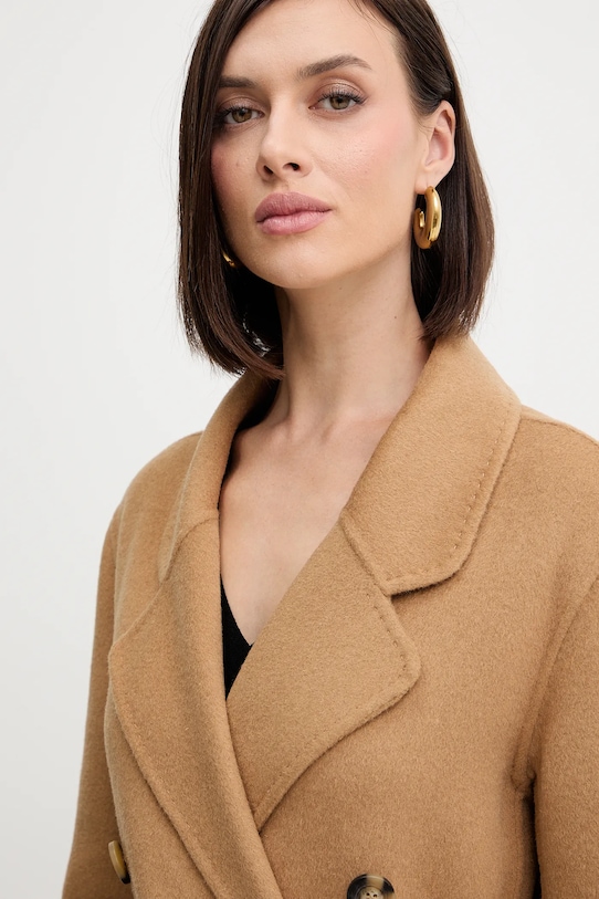 Fracomina palton de lână FR25WC1001W80201 bej