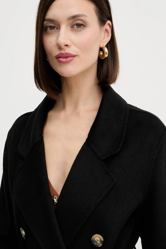 Fracomina płaszcz z wełną czarny FR25WC1001W80201