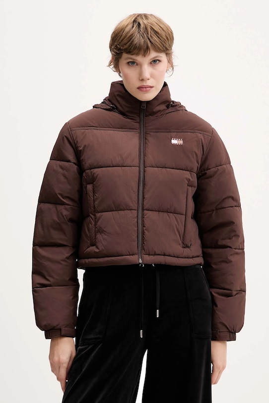 Bunda Tommy Jeans s podšívkou hnědá DW0DW21620