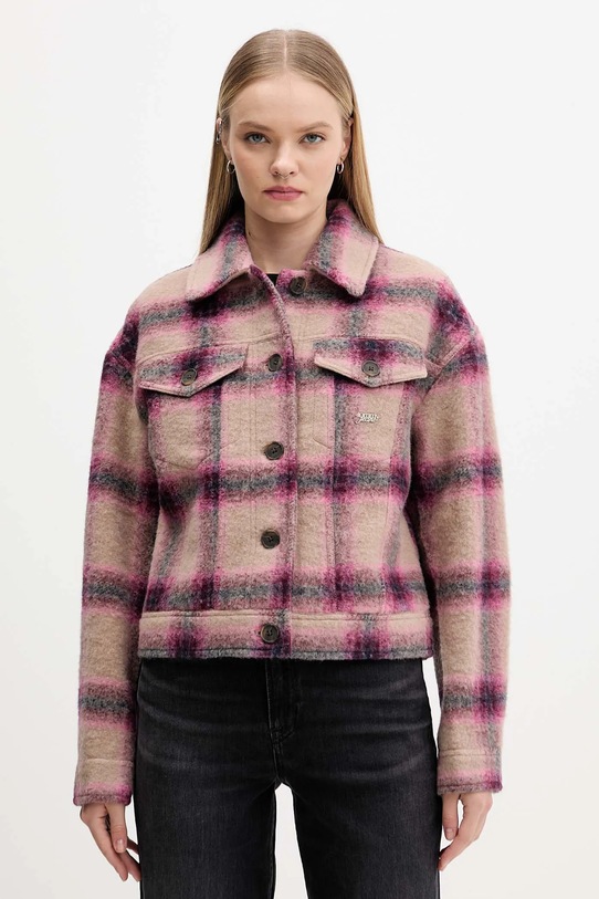 Tommy Jeans kurtka z dodatkiem wełny bez kaptura różowy DW0DW21662