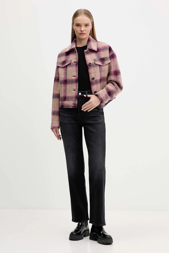 Tommy Jeans kurtka z dodatkiem wełny DW0DW21662 różowy AW25