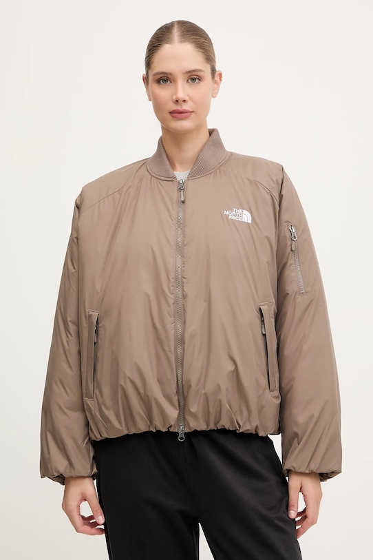 The North Face kurtka bomber Choqa bez kaptura brązowy NF0A8F1WBOW1
