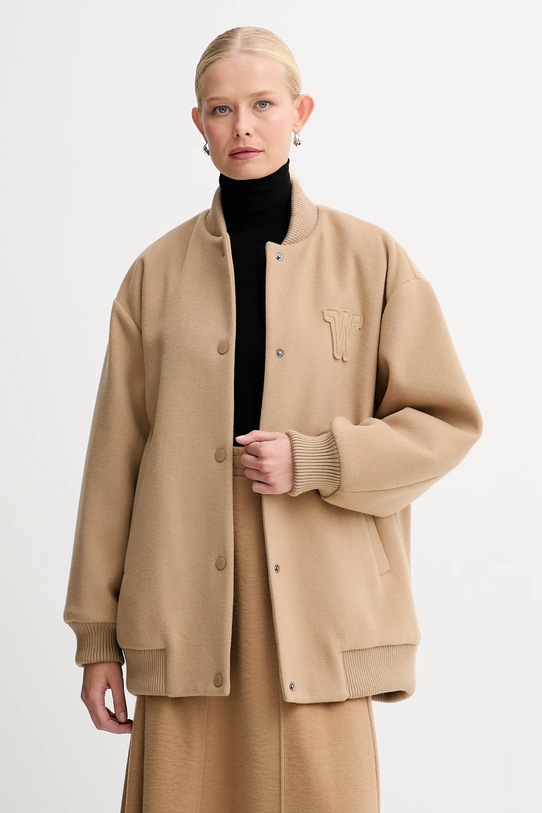 Weekend Max Mara kurtka bomber z dodatkiem wełny ADORNI zielony 2525486012600
