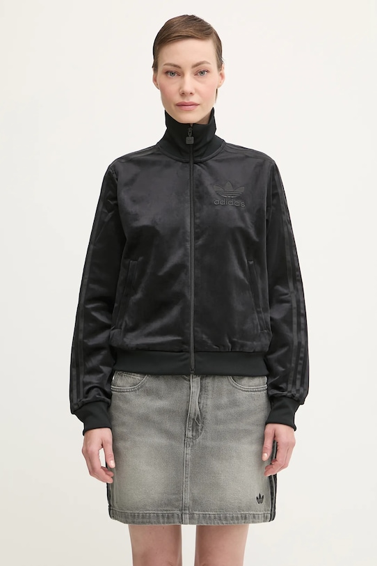 adidas Originals bluza welurowa Velvet Tt gładkie czarny JY2592