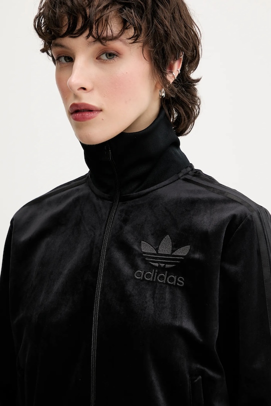 adidas Originals bluză din velur Velvet Tt negru JY2592