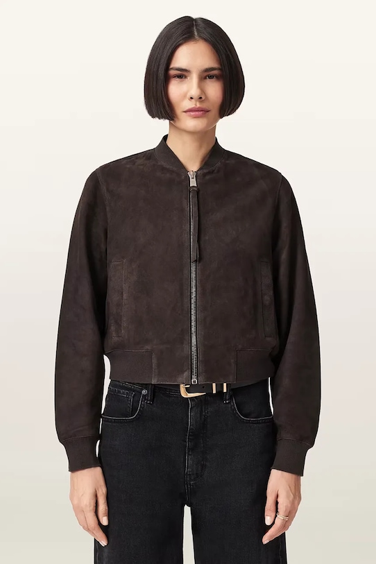 AllSaints bomberka damska zamszowa ORTEN W041LD brązowy