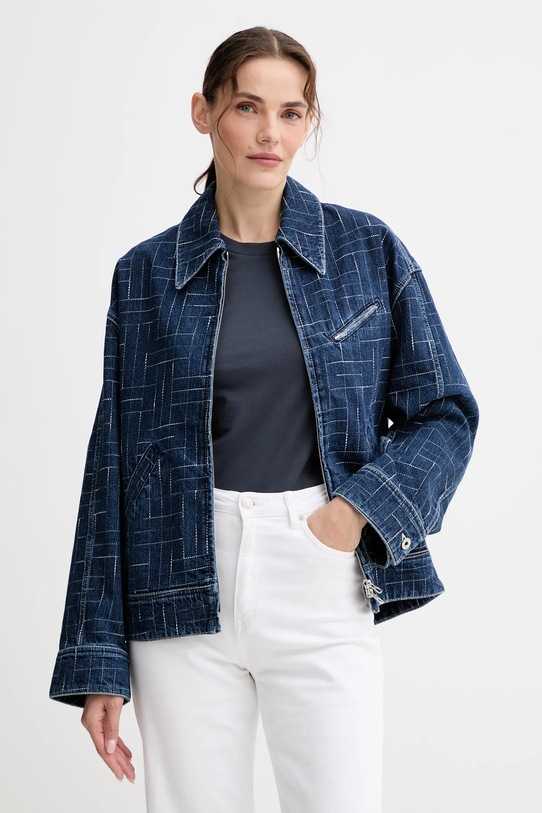 Džínová bunda Kenzo riflovina námořnická modř FF62DV2566V3