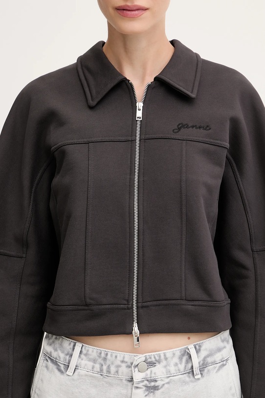 GANNI kurtka Heavy Terry Jersey Bomber szary T4358