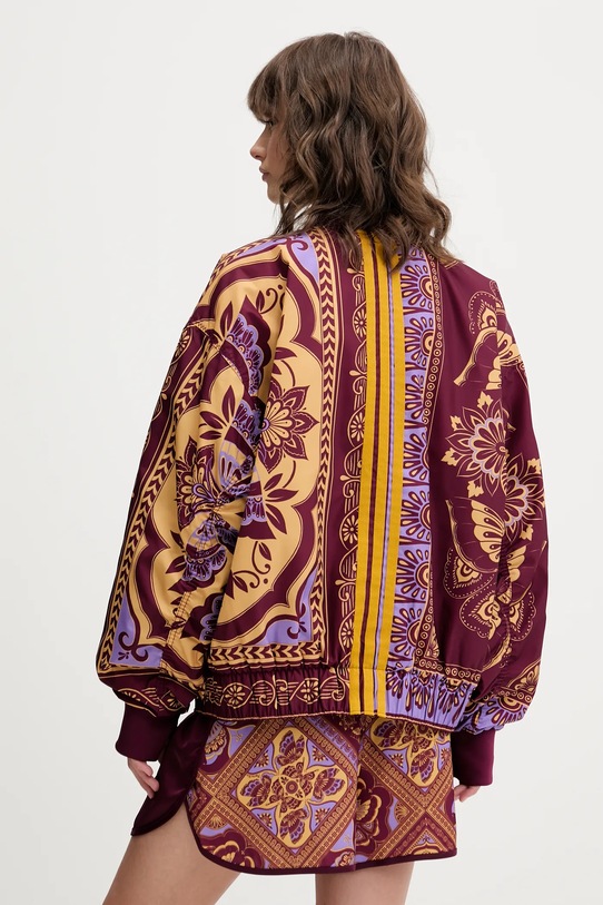 Îmbrăcăminte adidas geacă bomber x Farm Rio JL8621 burgundia