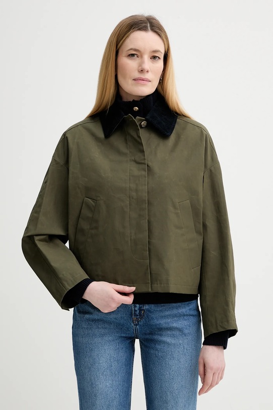 A.P.C. jachetă de bumbac Veste Becca cu captuseala verde COHIL.F02990