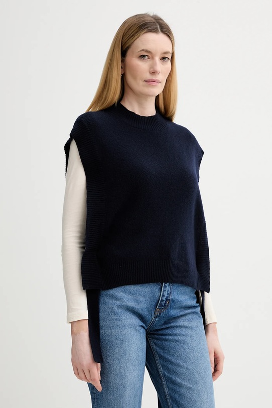 A.P.C. vestă de lână Pull Mathilde subtiri bleumarin WOASA.F23430