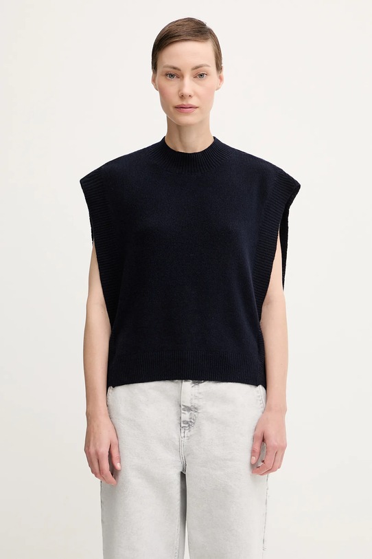 A.P.C. kamizelka wełniana Pull Mathilde wełna granatowy WOASA.F23430