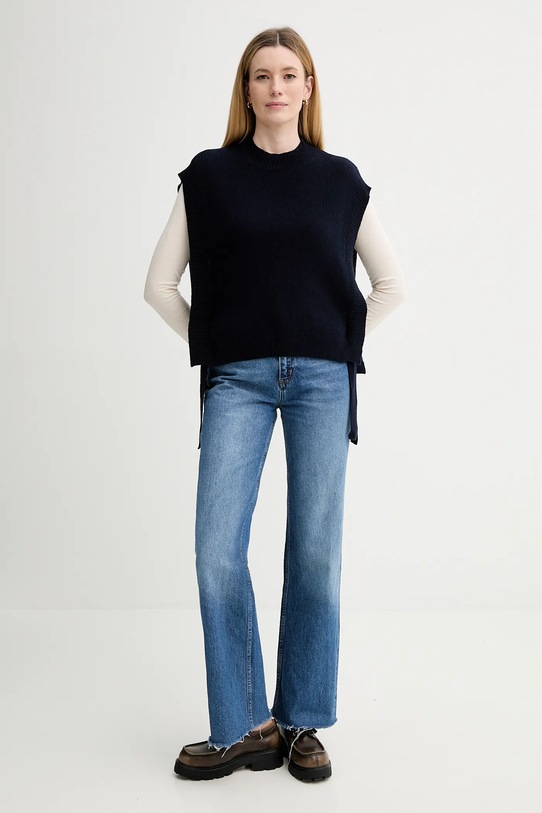 A.P.C. vestă de lână Pull Mathilde WOASA.F23430 bleumarin AW25