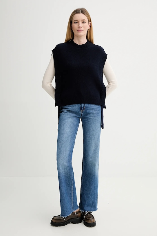 A.P.C. vestă de lână Pull Mathilde WOASA.F23430 bleumarin AW25