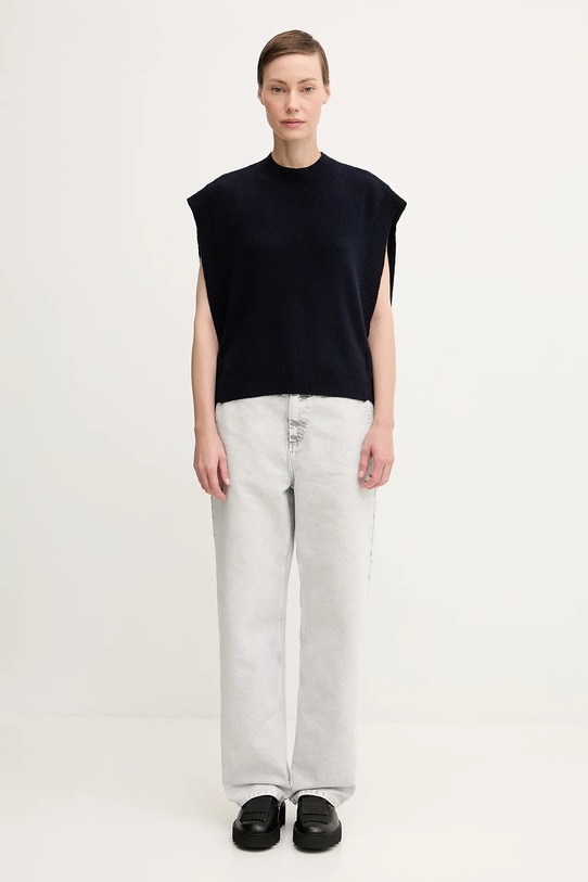 A.P.C. kamizelka wełniana Pull Mathilde WOASA.F23430 granatowy