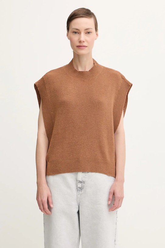 A.P.C. kamizelka wełniana Pull Mathilde wełna brązowy WOASA.F23430
