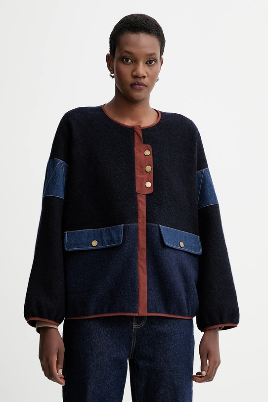 Sessun kurtka z dodatkiem wełny bez kaptura granatowy 25113007