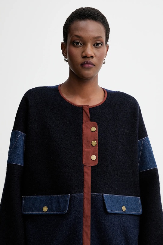 Sessun kurtka z dodatkiem wełny granatowy 25113007