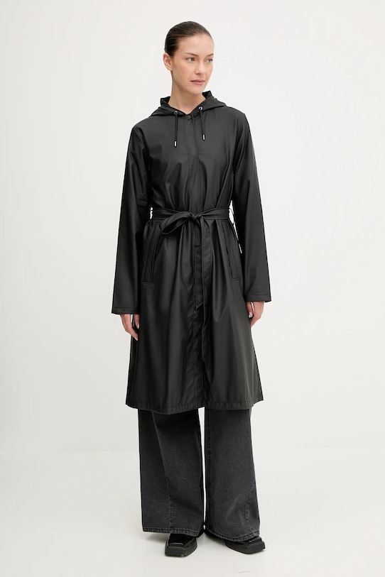 Куртка Rains 12040 A-Line Longer W Jacket з капюшоном чорний 12040.