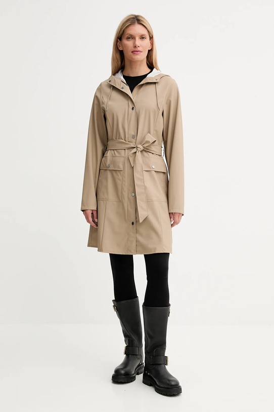 Rains rövid kabát 18130 Curve Long Jacket 18130.133 bézs AW25