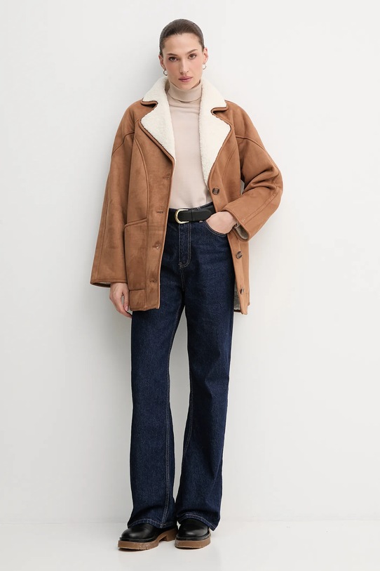 Pepe Jeans płaszcz PL4024362 brązowy AW25