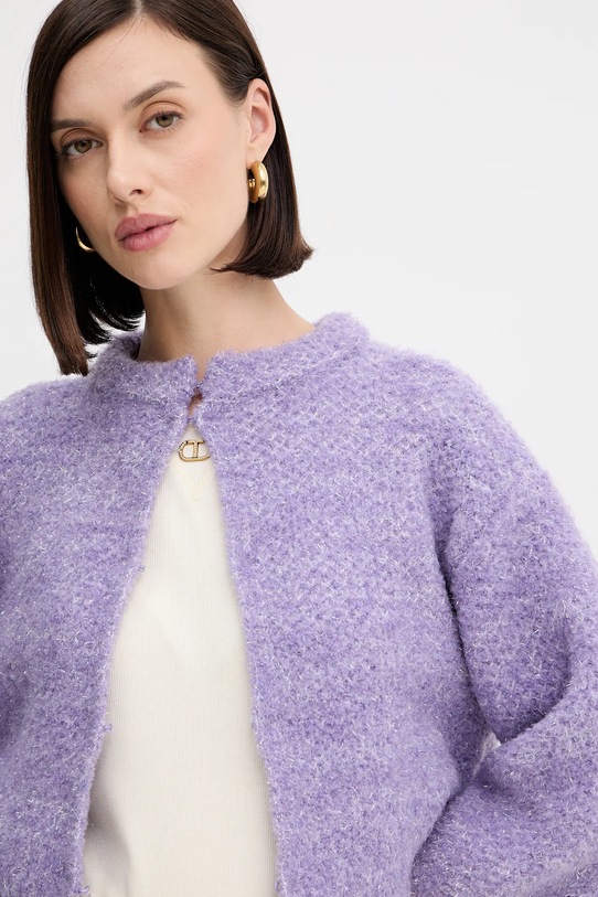 Twinset kardigan z domieszką wełny fioletowy 252AP3071