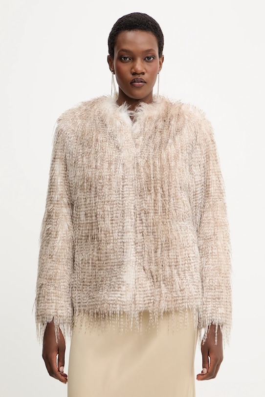 Палто Twinset изкуствен косъм бежов 252AP2541